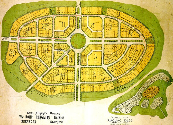 Historical map of St. Armands in Sarasota, FL