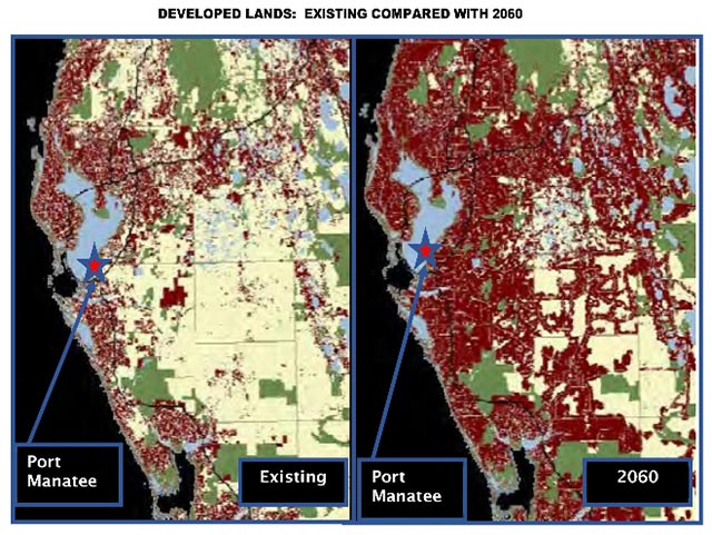 Developed lands - existing compared with 2060