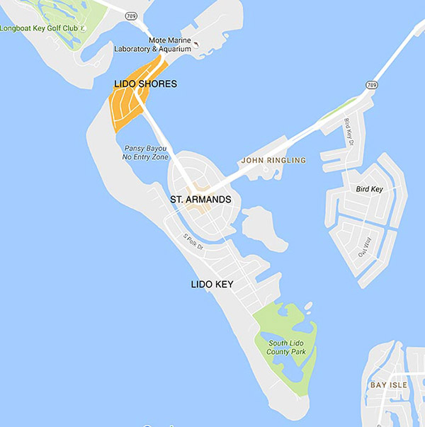 Lido Shores, Sarasota, area map