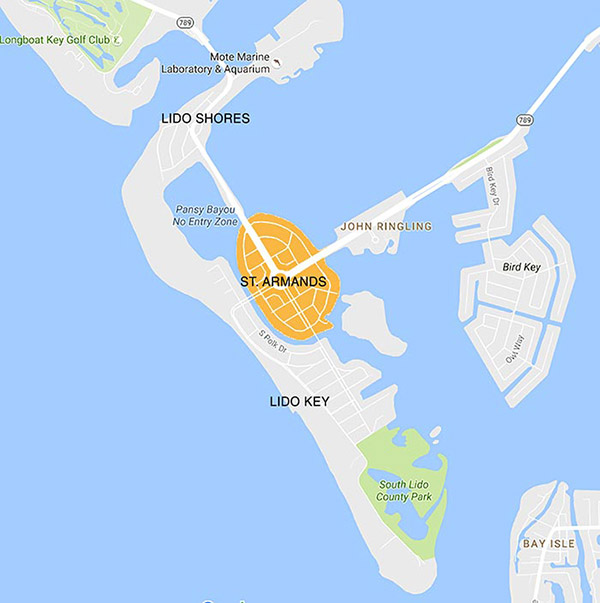 St Armands Key, Florida area map