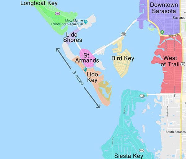 West of Trail in Sarasota, Florida area map