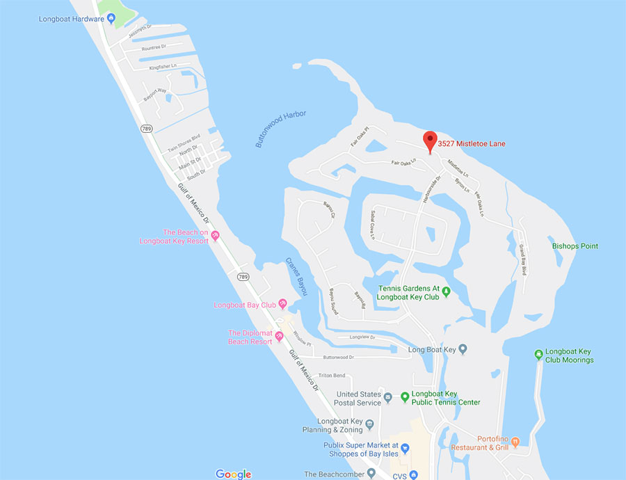 2527 Mistletoe Ln, Longboat key Map