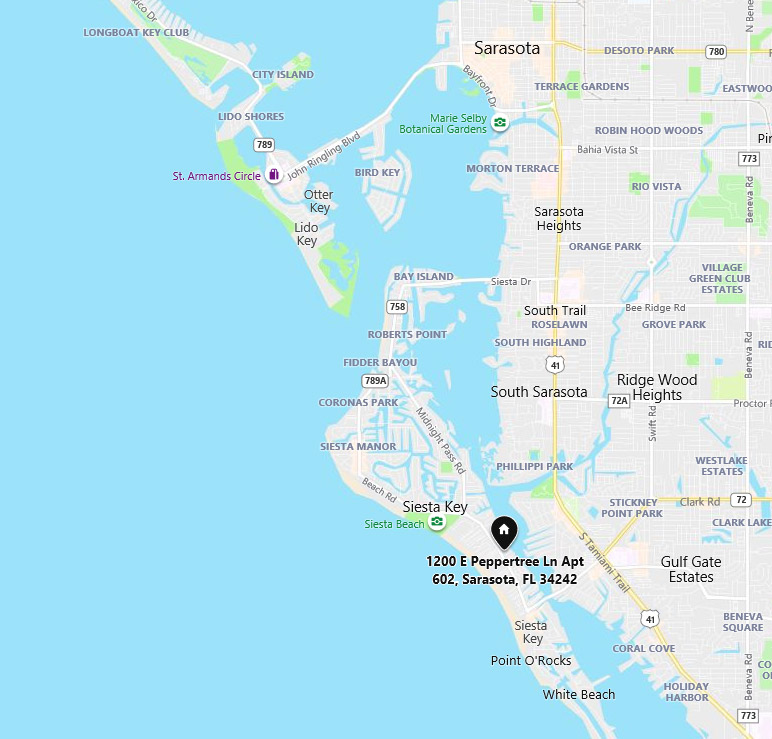 1200 E Peppertree Ln, Siesta Key, FL 34242 Map