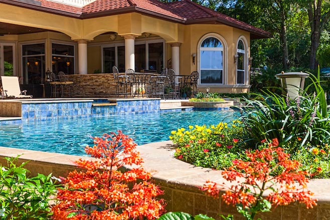 Florida home with pool and gardens