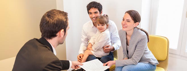 Young family meeting a Florida realtor