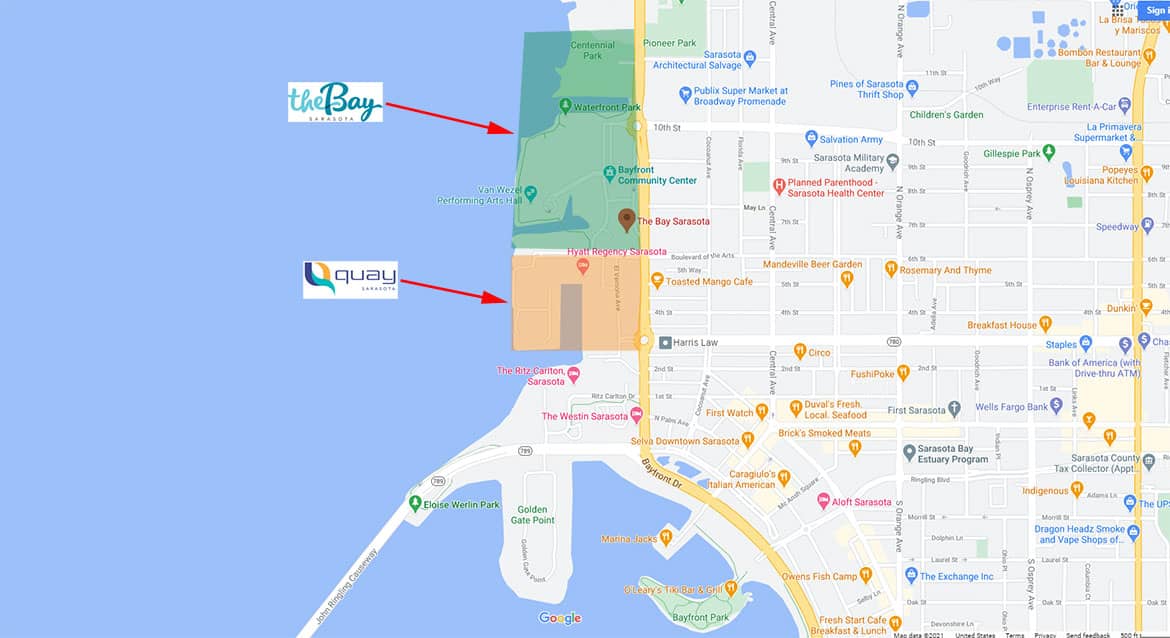 The Bay & The Quay Sarasota Map