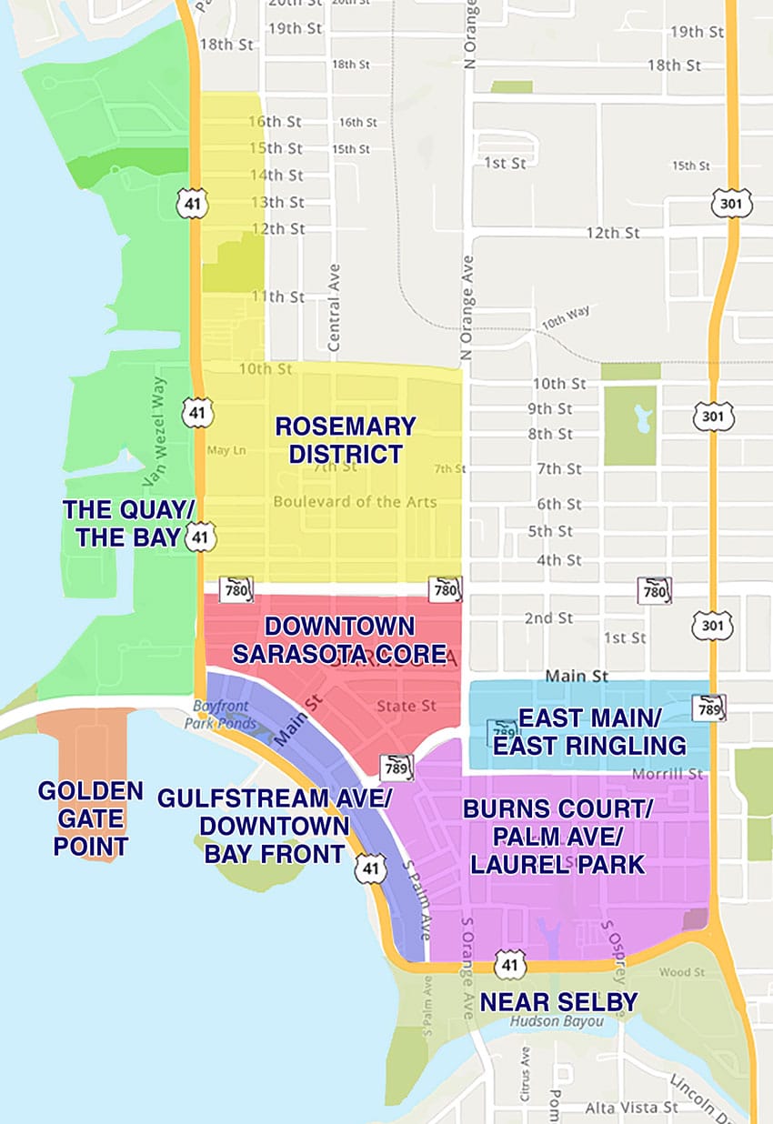 Downtown Sarasota Condos Map