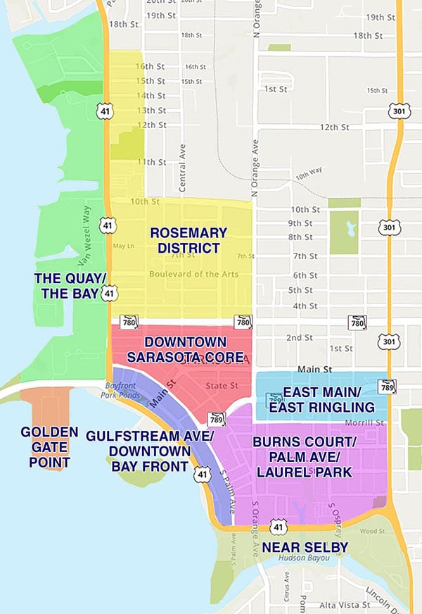 Downtown Sarasota area map