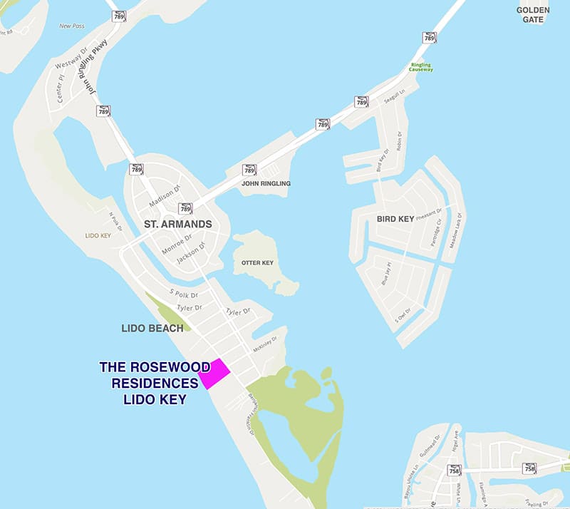 Rosewood Residences Lido Key Map