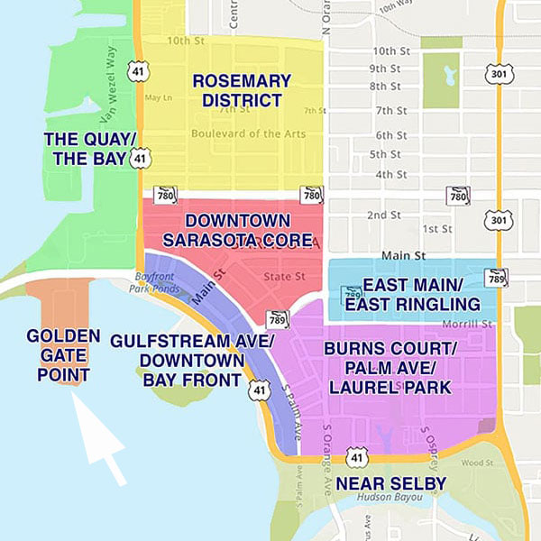 Golden Gate Point, Sarasota, area map