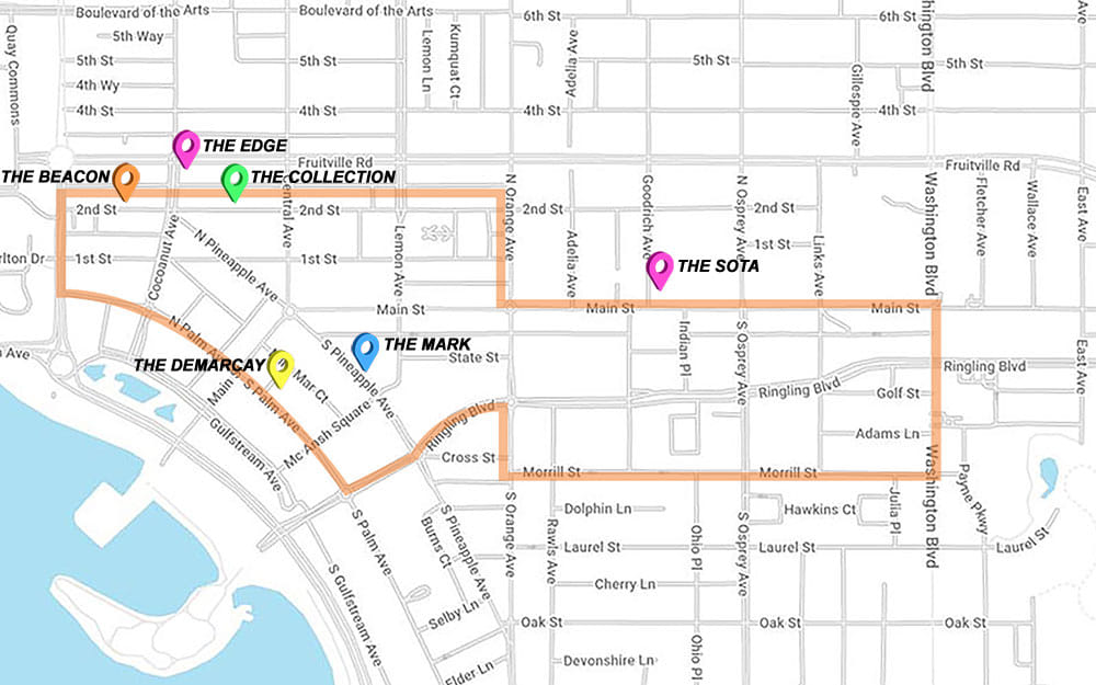 Downtown Sarasota New Construction Map