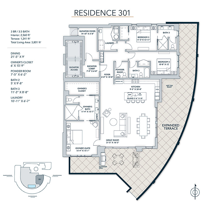 The Owen Floor plan Residence 301
